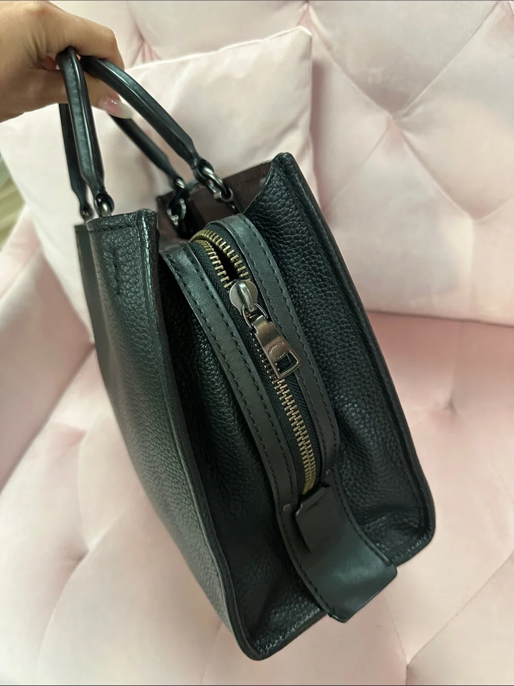 Coach Black Sequin Floral Satchel
